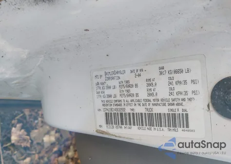 2004 Dodge Ram 1500 Slt/Laramie из США, поврежденный, VIN 1D7HU18D14S632932